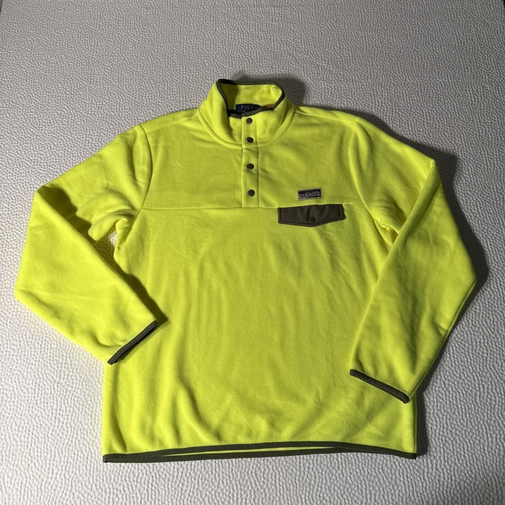 Polo Ralph Lauren Brushed Fleece Pullover Partial Snap Front Mens Sweatshirt NWT